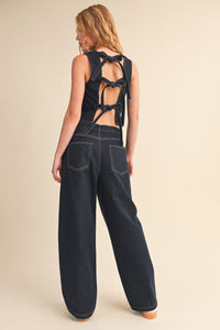 Dark Denim Tie Back Top and Jeans Set