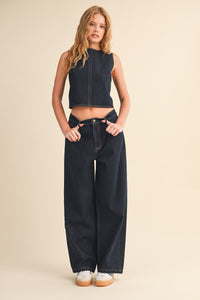 Dark Denim Tie Back Top and Jeans Set