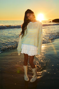 Blue and Yellow Striped Soft Knit Sweater - Kendry Collection Boutique