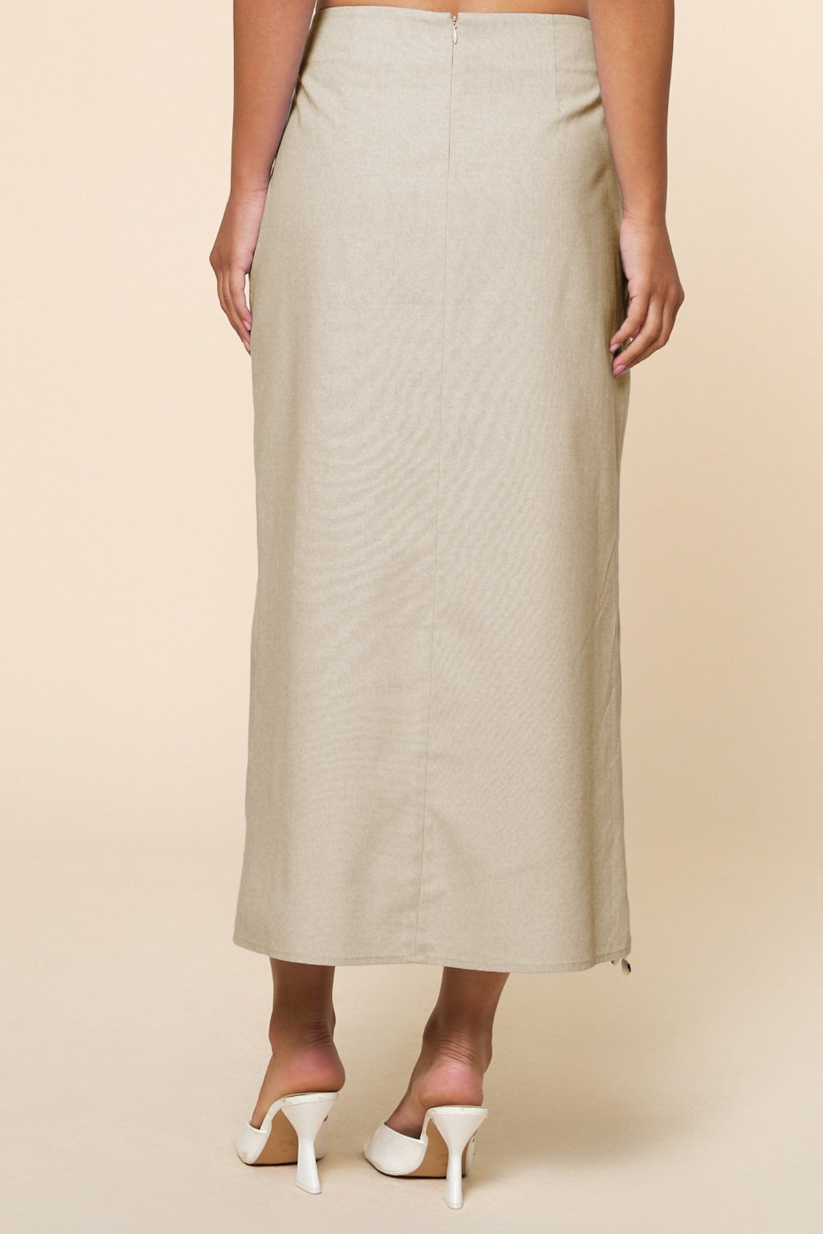 Shell Beaded Maxi Skirt - Taupe