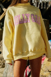 Yellow Reversible Dilly Dally Mock Neck Sweatshirt