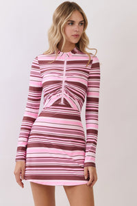 Pink Multi Stripe Double Strap Athletic Dress