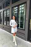 Gray Flare Knit Mini Dress