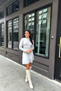 Gray Flare Knit Mini Dress