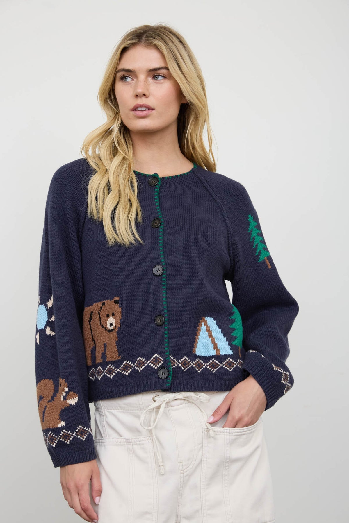 Woodland Wilderness Intarsia Knit Cardigan