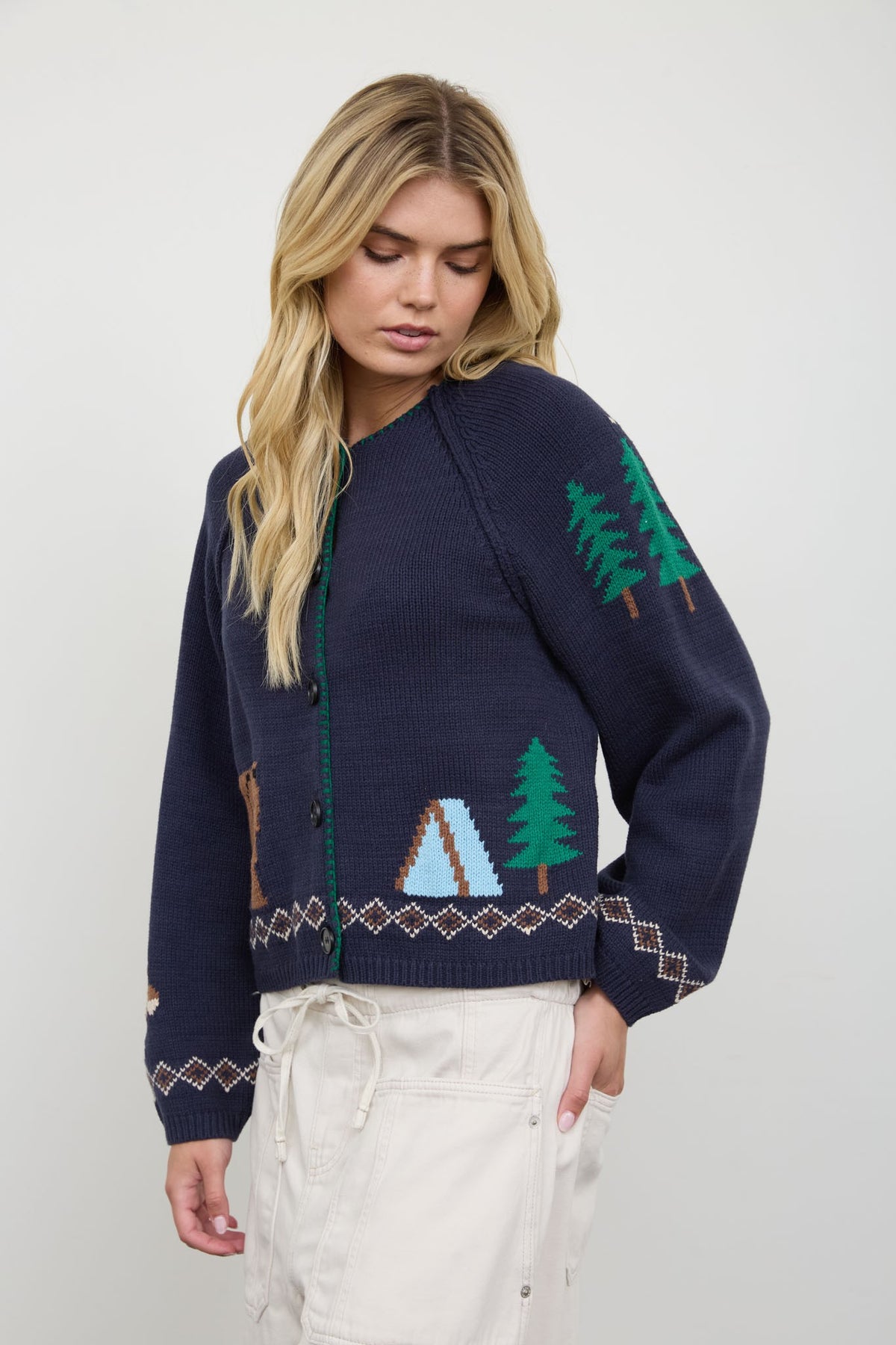 Woodland Wilderness Intarsia Knit Cardigan