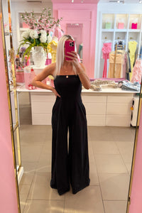 Strapless Wide Leg Jumpsuit - Black