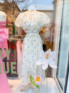Cream Embroidered Floral Crop Top & Maxi Skirt Set