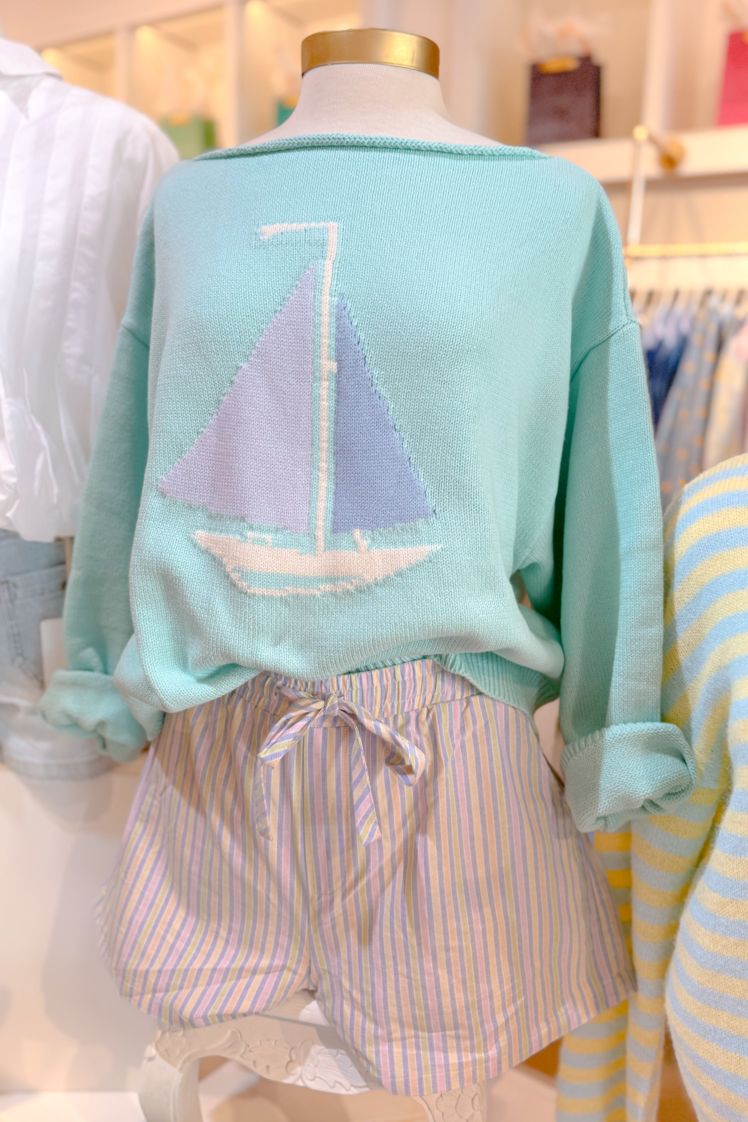 Mint Sailboat Sweater