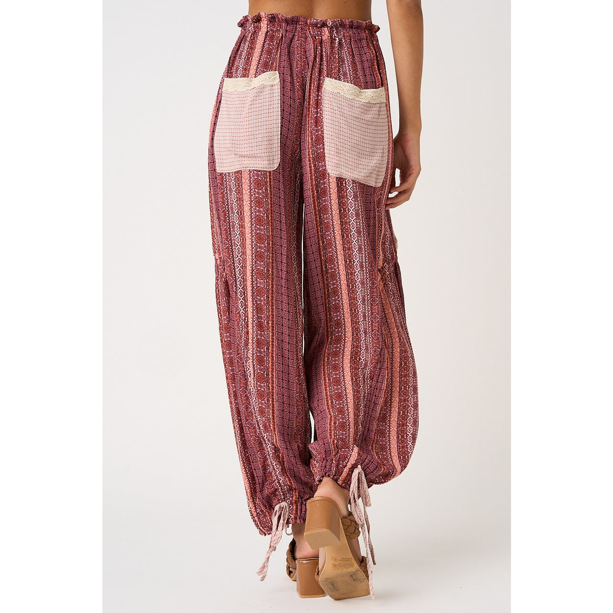Burgundy Patterned Balloon Pants