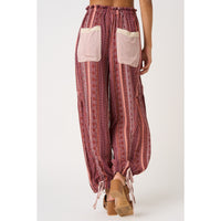 Burgundy Patterned Balloon Pants