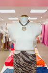 White Boxy Shoulder Pad Sleeveless Sweater