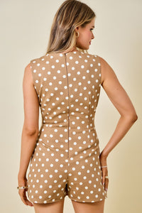 Polka Dot Romper With Scallop Detail