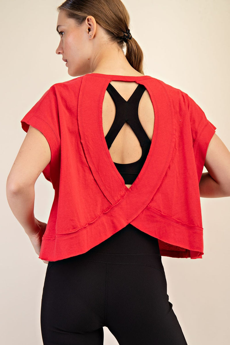 Red Open Back Tee