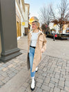 Mocha Longline Jacket With Built In Hoodie
