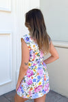 Multi Color Floral Collared Denim Mini Dress