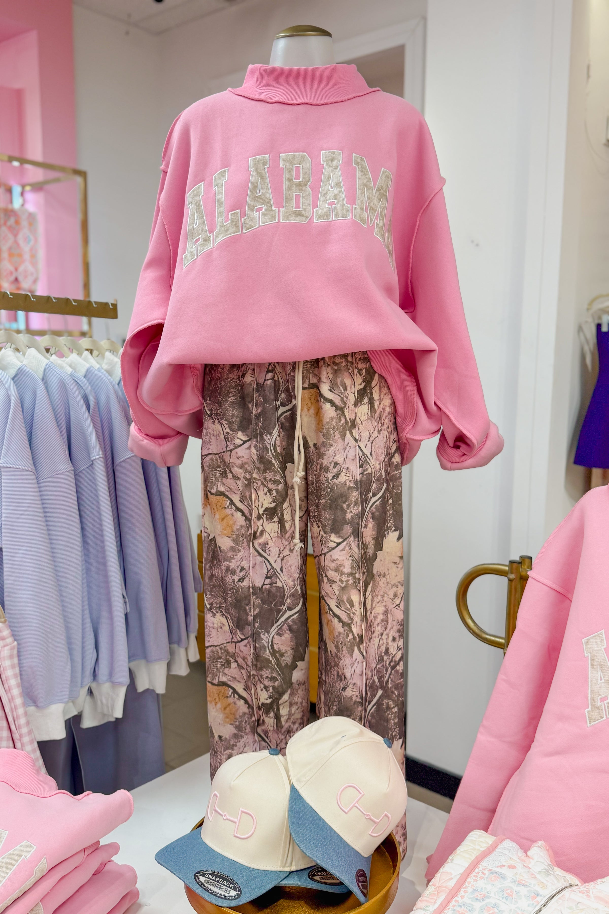 Pink Camo Alabama Mock Neck Sweatshirt - Kendry Collection Boutique