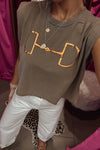 Brown and Gold Horse Bit Muscle Tee