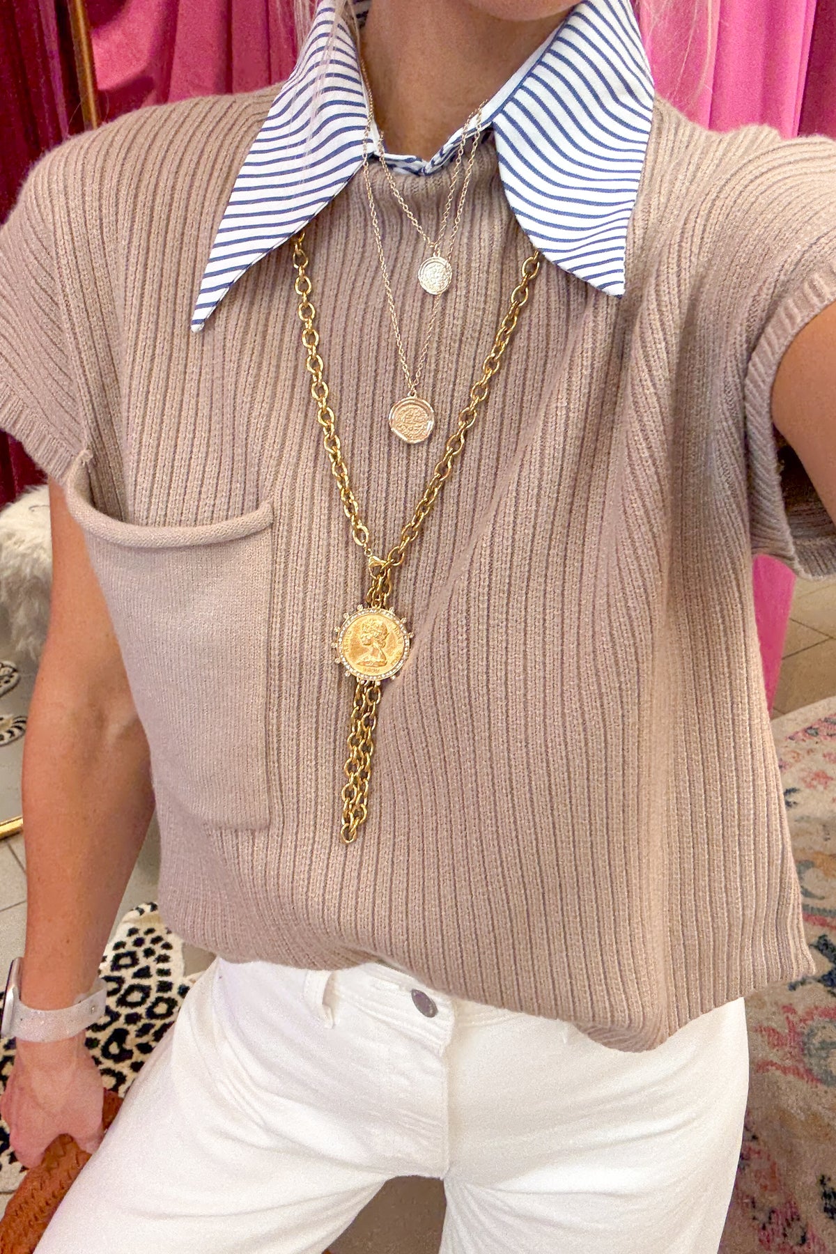 Blue and White Striped Collar