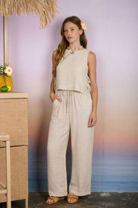 Linen Wide Leg Pants and Top Set