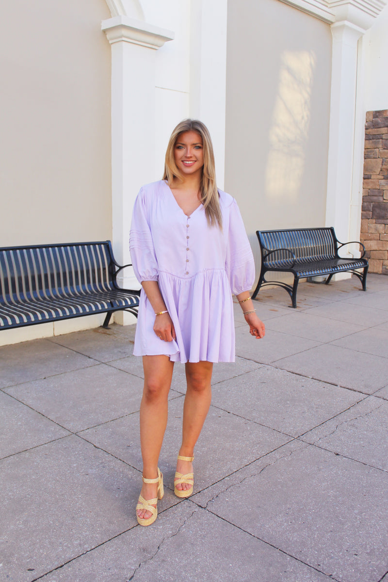 Lavender Button Down Flowy Dress