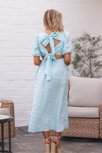Mint Jacquard Floral Tie Back Maxi Dress