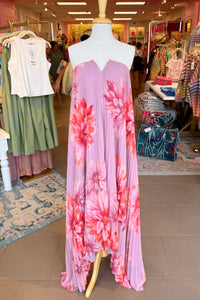 Dahlia Garden Pleated Column Maxi Dress