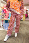 Purple Leopard Two Piece Knit Pants and Sweater Set
