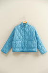 Blue Quilted Jacket With Drawstring Hem
