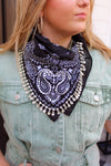 Black Studded Rhinestone Bandanna