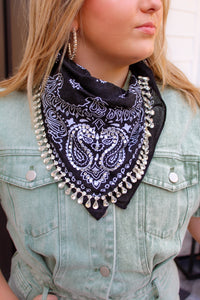 Black Studded Rhinestone Bandanna