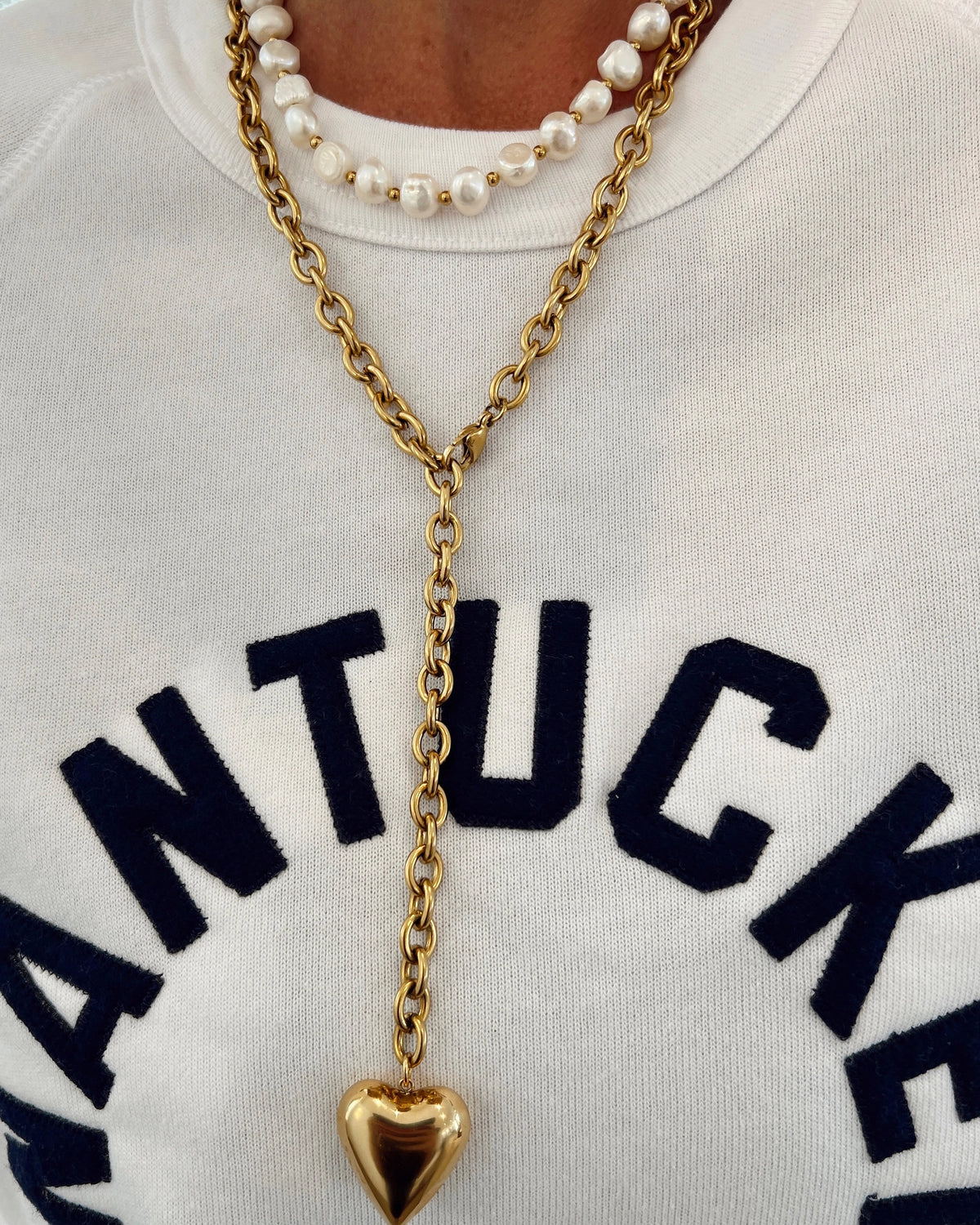 Wrap Around Gold Puffy Heart Pendant Necklace