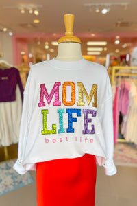 Colorful Mom Life Patch Sweatshirt