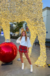 Red Plaid Zip Up Mini Skort