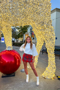Red Plaid Zip Up Mini Skort