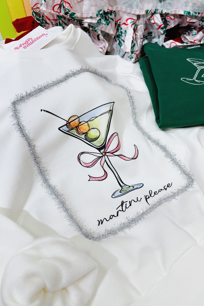 Martini Please Tinsil Embroidered Sweatshirt