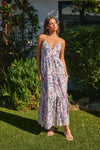 Purple Multi Floral Bustier Tiered Maxi Dress