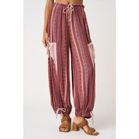 Burgundy Patterned Balloon Pants