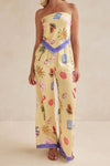 Yellow Costa Rica Satin Scarf Top and Pants Set