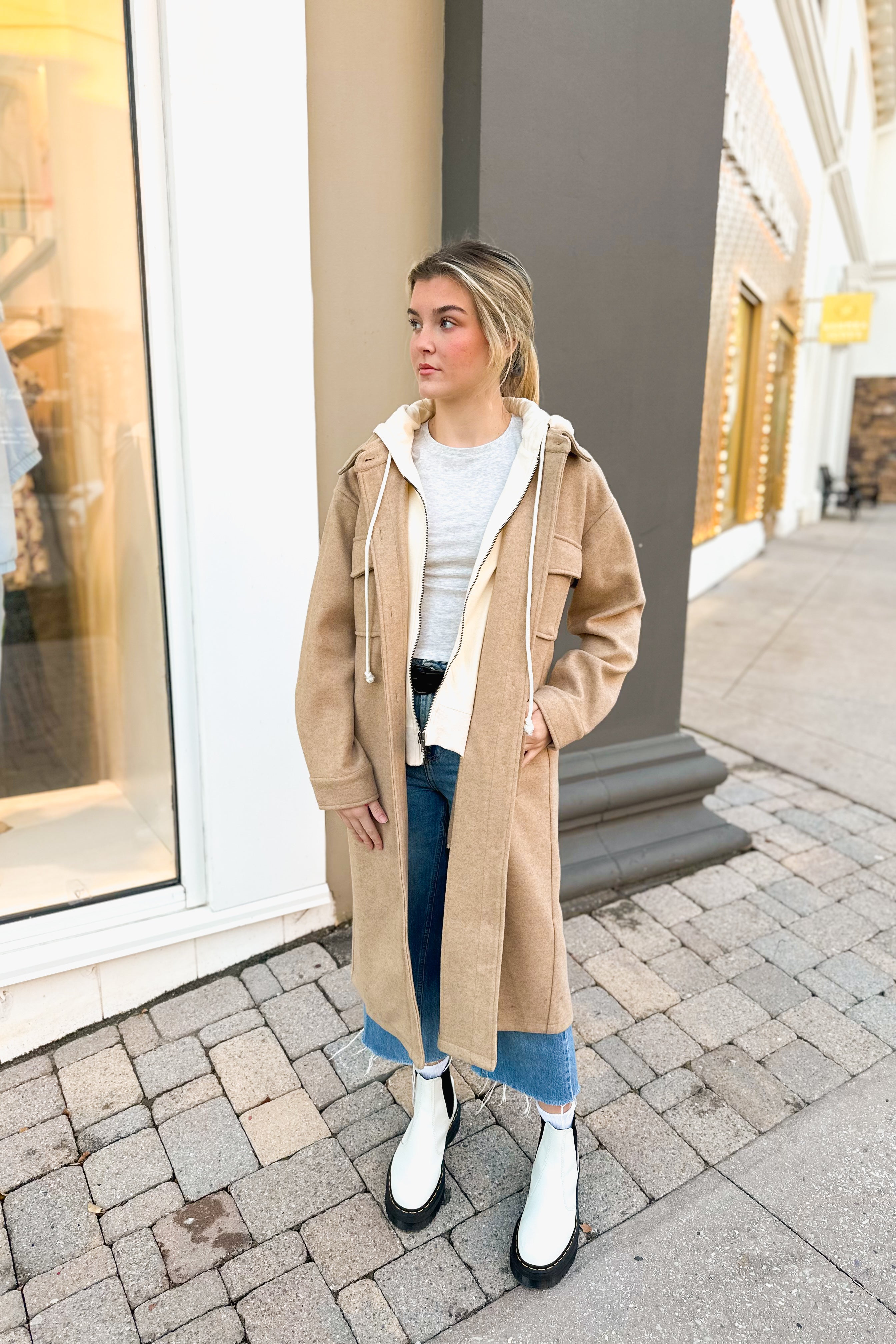 Longline Jacket With Built In Hoodie - Kendry Collection Boutique