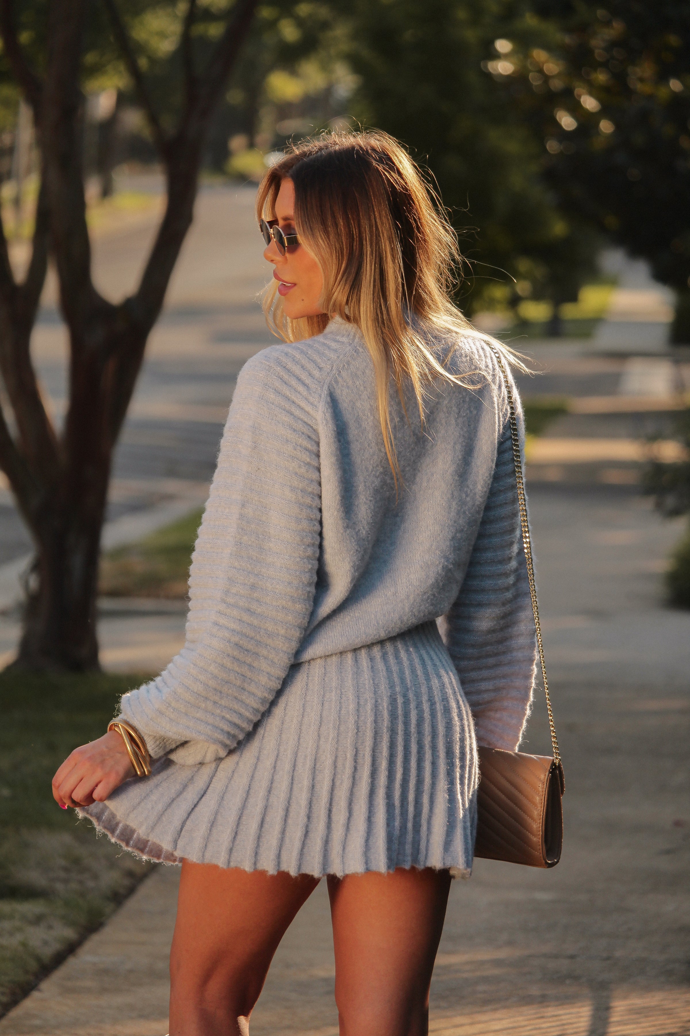 sweater and pleated skirt dress Loving these two holiday looks!!! The sweater + pleated skirt is giving the look of one complete dress but you have so many styling options with these pieces!!