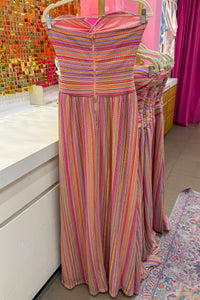 Pink Striped Cutout Maxi Dress