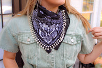 Black Studded Rhinestone Bandanna