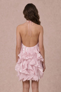 Pink 3D Flower Ruffle Mini Dress