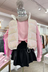 White Sequin Puffer Vest