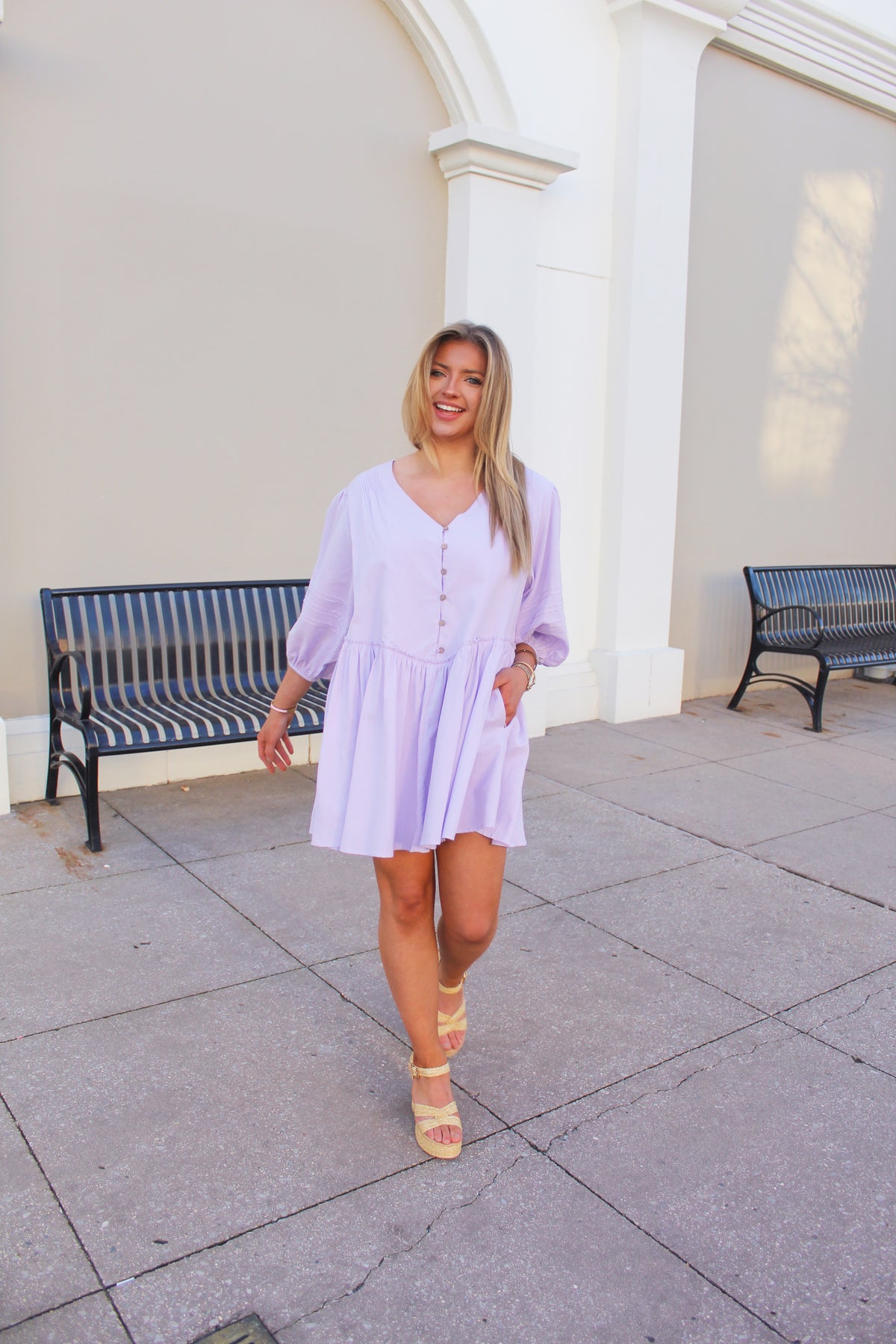 Lavender Button Down Flowy Dress