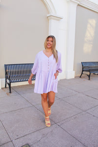 Lavender Button Down Flowy Dress