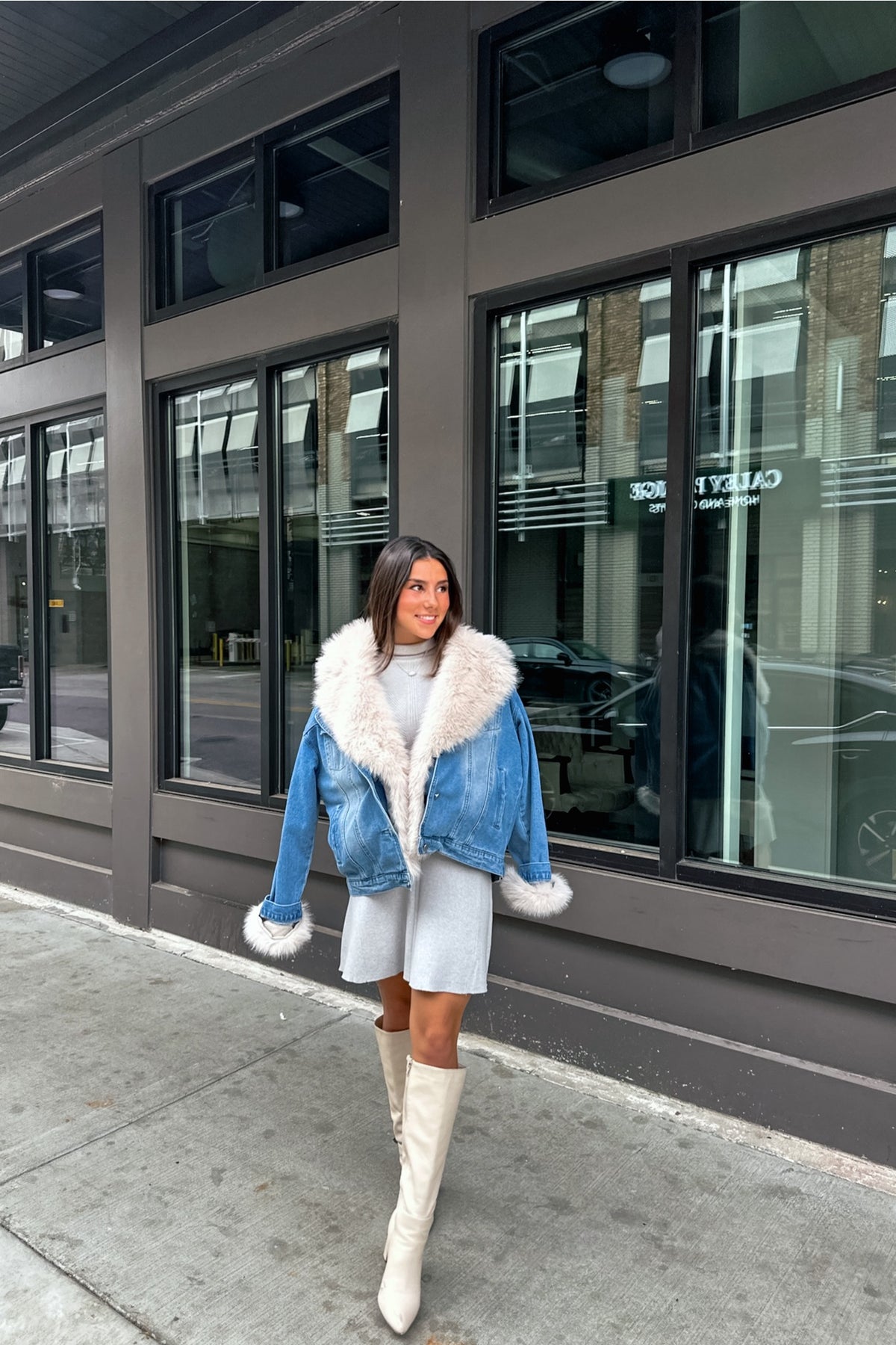 Gray Flare Knit Mini Dress