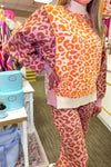 Purple Leopard Two Piece Knit Pants and Sweater Set