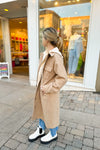 Mocha Longline Jacket With Built In Hoodie